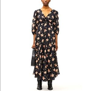 Free People Sea Glass Midi Dress - Black Floral